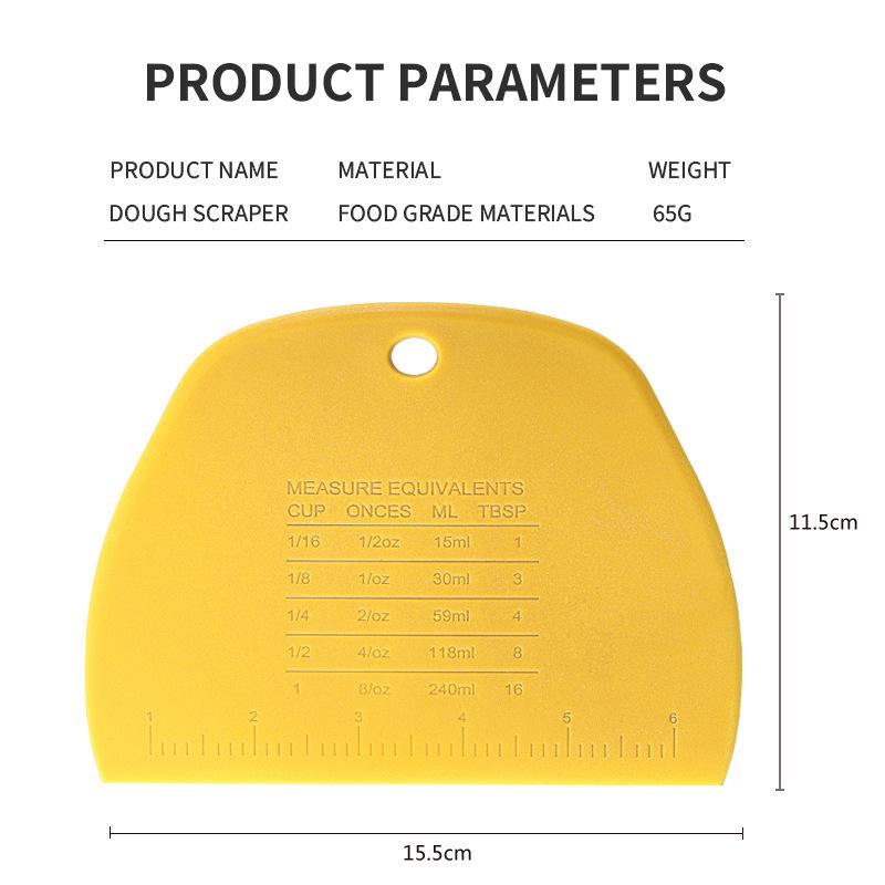 Food-Grade Semi-Circular PP Dough and Flour Scraper with Scale жёлтый