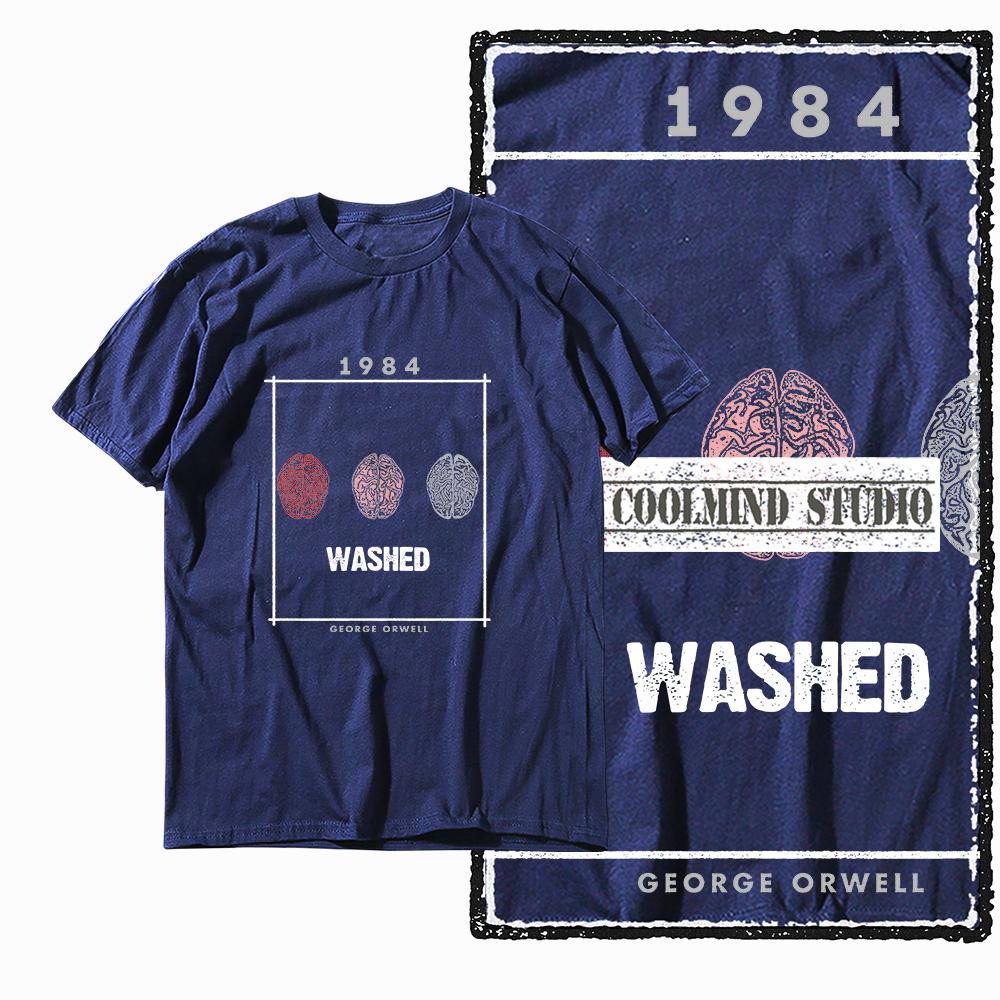 Coolmind X0002 100% Cotton Big Size 1984 Print Exclusive Graphic Men T Shirt Loose Men Tshirt Casual T-shirt for Men Tees