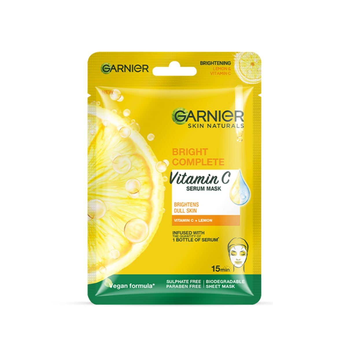 Garnier Skin Naturals, Face Mask, Hydrating, Brightening & Anti-Dark Spots, Bright Complete, 1 pc, 28g 28g