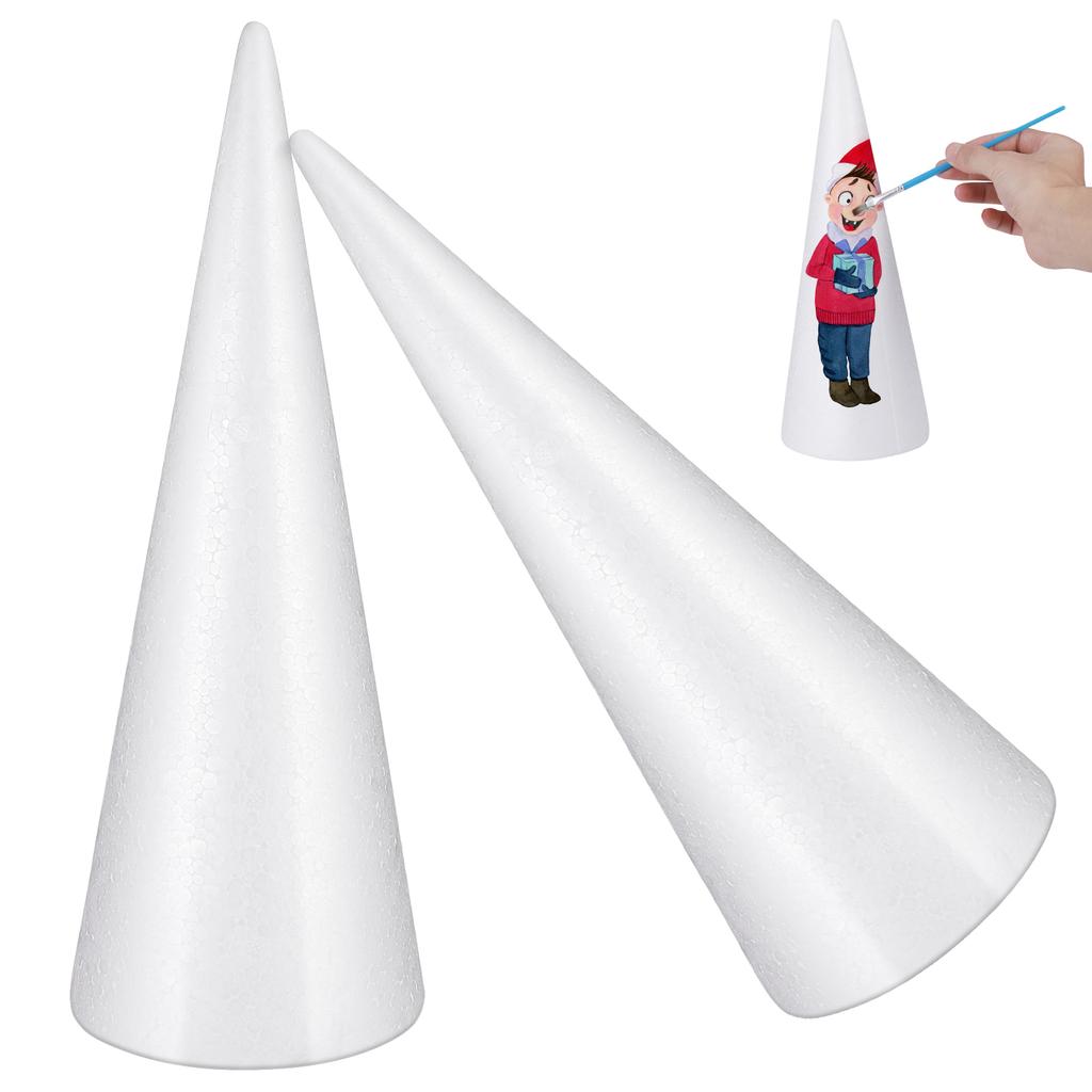 2 PCS Foam Cone Christmas and Crafts for Kids Themed Party Ornament DIY Decorations Children Supplies Shaped Polystyrene