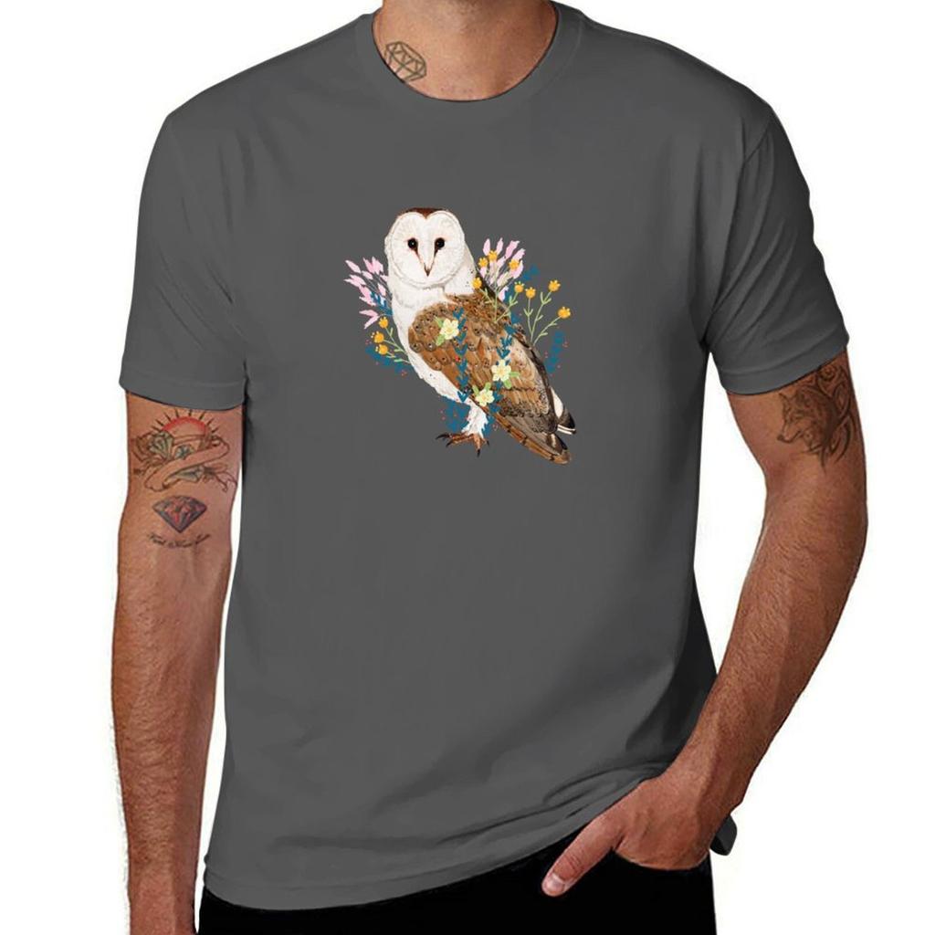 OWL WITH FLOWERS TShirt Classic Basic Casual TShirt