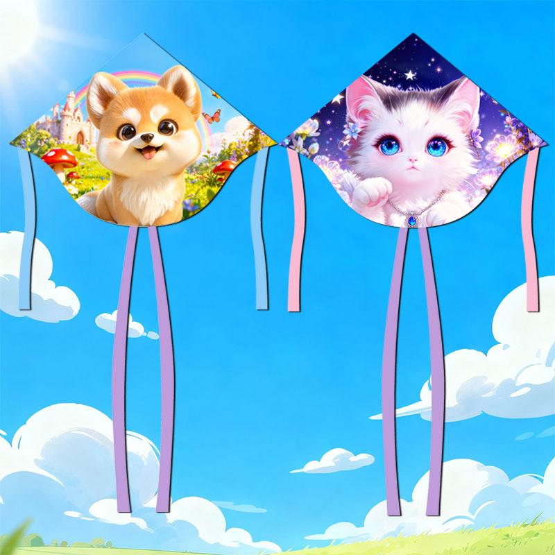 Dog And Polyester Cat Animal Kites Triangle Flying Toys For Travel Parties And