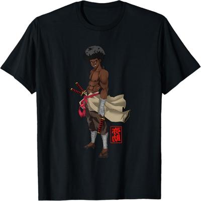 Samurai Afro Black Yasuke Sengoku Warrior Ronin Anime Fan T-Shirt