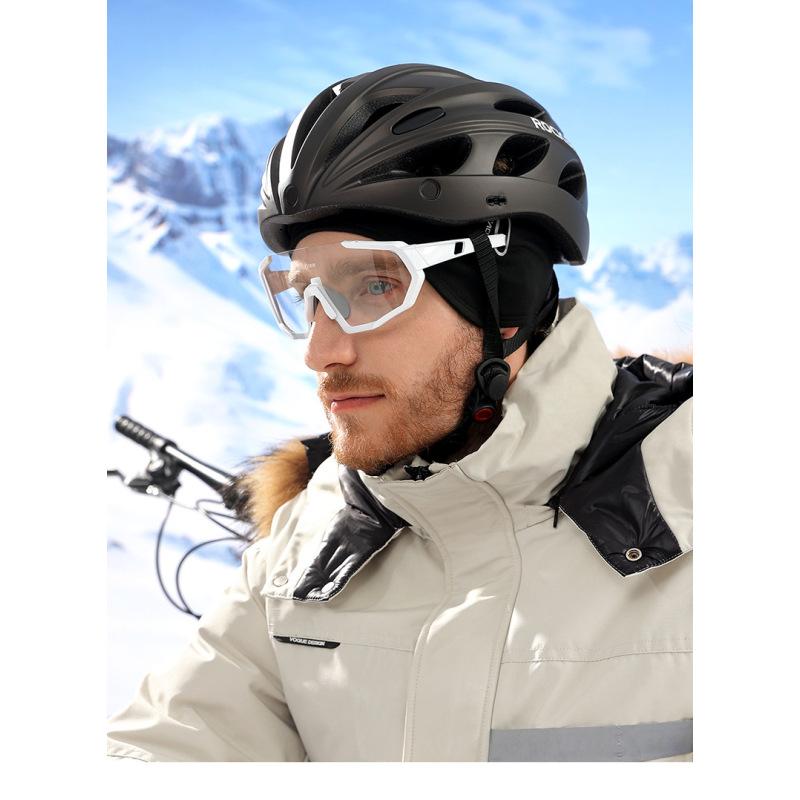 Thermo-Fleece-Stirnband fürs Radfahren, Ohrenschützer mit Brillenloch für Motorrad, Wintersport, Skifahren