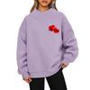 Women's Valentine's Day Print Fashion Loose High-Collar Long Sleeve Solid Color Sweatshirt Pullover