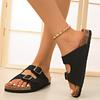 Fashion Spring 2025 Women's Retro Artistic Comfortable Cork Thick Heel Beach Slippers Casual Single Strap Slippers Europe Style Shoes