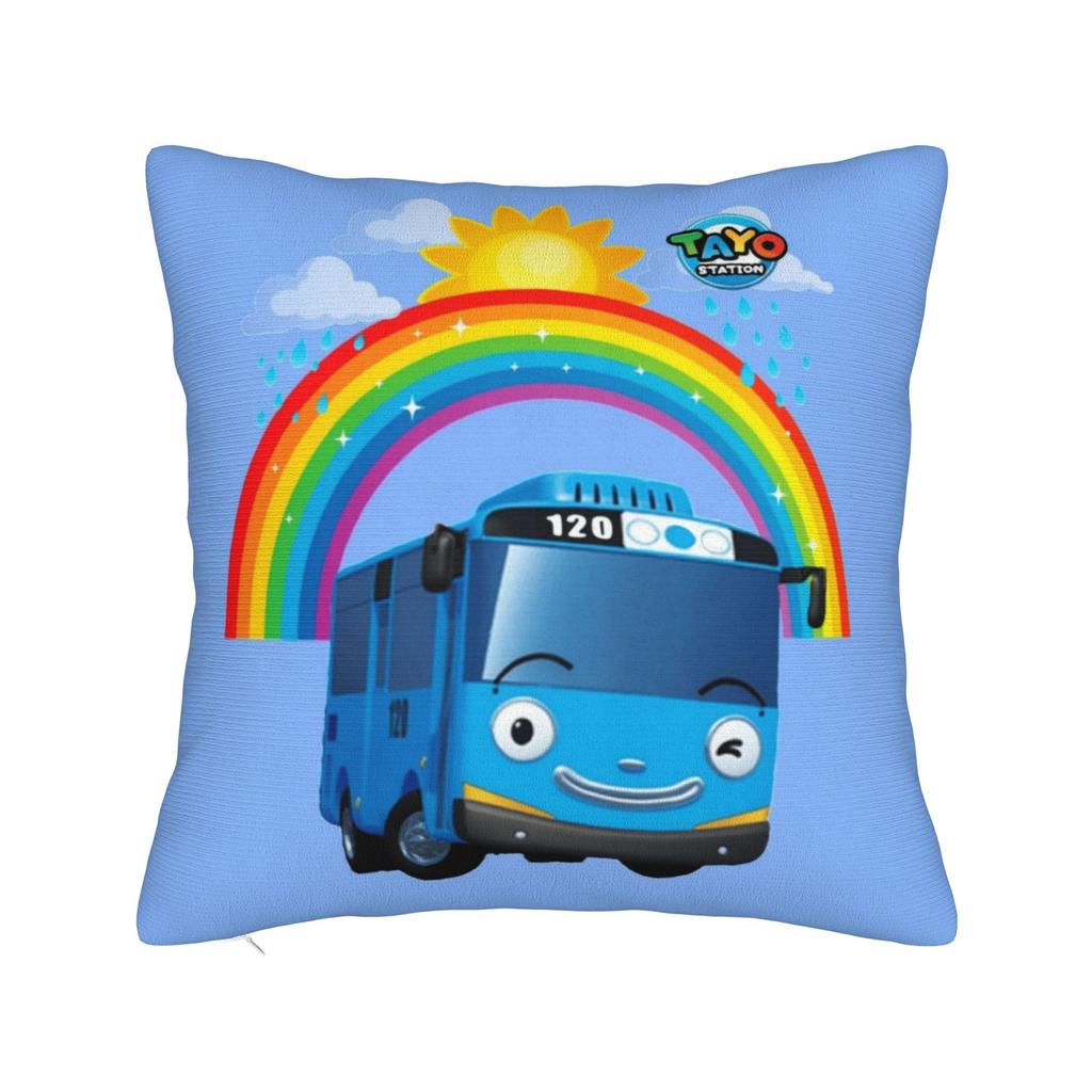 Morbida Federa per Cuscino Anime Tayo Il Piccolo Autobus Copricuscino in Poliestere Decorazione Cartone Animato Carino Novità Federa per Cuscino Copertura Vendita all'Ingrosso