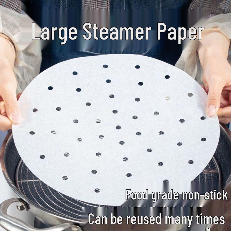 Large Non-stick Disposable Steamer Paper for Baozi & Mantou - Food Grade Commercial Basket Liner