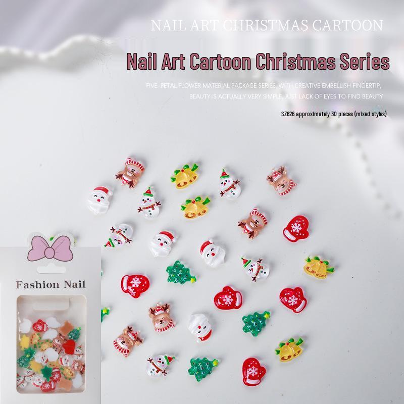 

Набор для рождественского нейл-арта из 30 предметов: Милые стразы из смолы с дизайном дерева и Санты