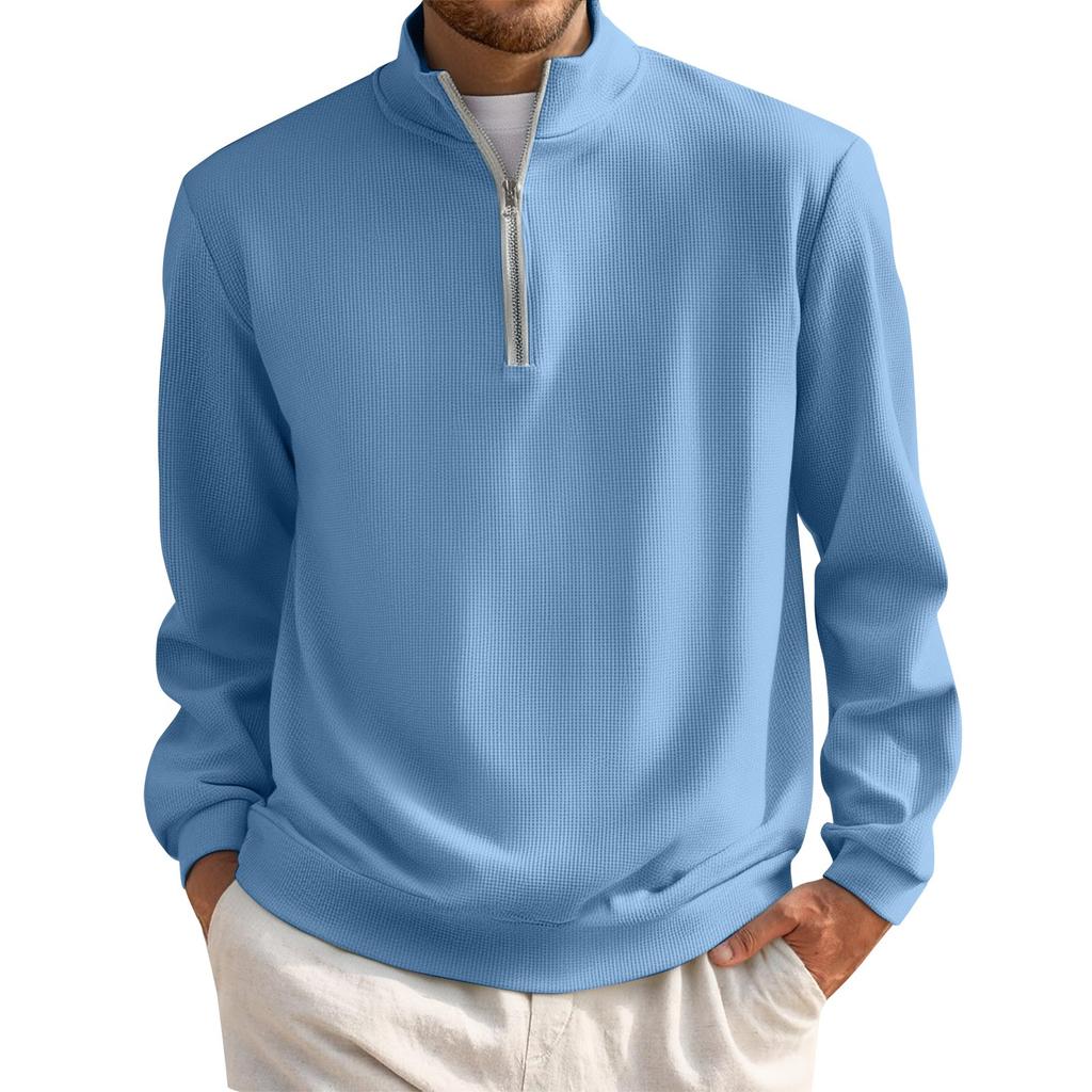 Men's Short Zip Pullover Turtleneck Long Sleeve Top