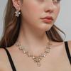 Leaf-shaped Diamond Zircon Necklace Earring Wedding Jewelry Earrings Jewelry Set Ladies' Sparkling Flower Necklace