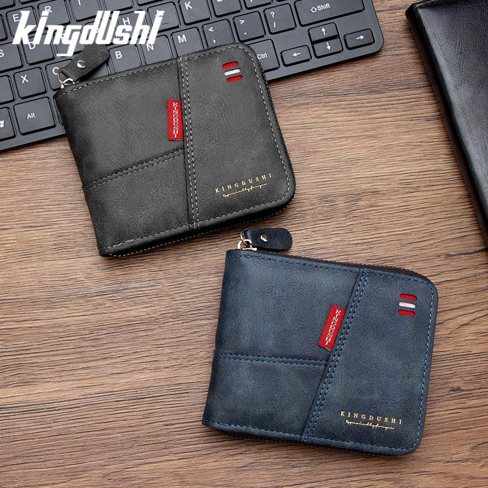 Men's Cross-border Patchwork Oil Wax Leather Tri-fold Short Wallet with Coin Pouch