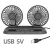 Powerful Silent 3-Head USB Car Fan, 24V for Trucks, 12V for Vans