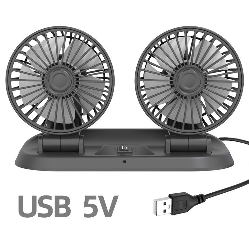 Powerful Silent 3-Head USB Car Fan, 24V for Trucks, 12V for Vans