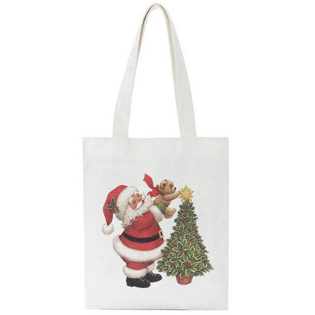 2020 neue Leinwand Casual Jiugongge Nette Santas Drucken Nette Harajuku Ulzzang Cartoon Koreanische frauen Tasche Große Kapazität Schulter Taschen