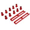 10Pcs Bench Dogs Non Slip Clamps Aluminum Alloy Woodworking Workbench Stops 20mm Dia with 2Pcs Base Red