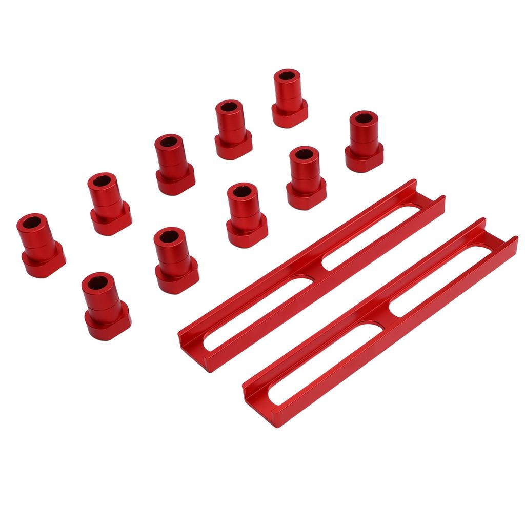 10Pcs Bench Dogs Non Slip Clamps Aluminum Alloy Woodworking Workbench Stops 20mm Dia with 2Pcs Base Red