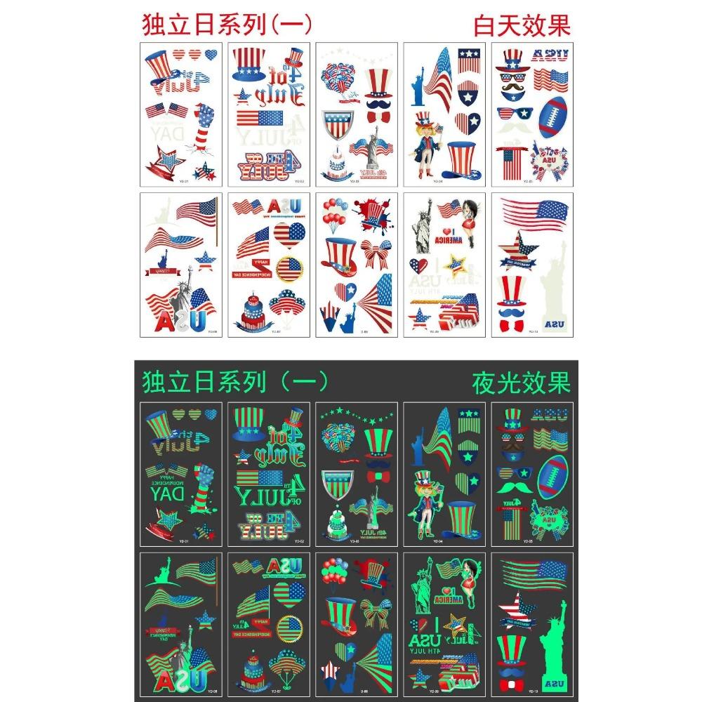 5/10Sheets Luminous Tattoo Anime Stickers Toy Children Body Art Temporary Fake Tattoos Waterproof Cartoon Unicorn Animal Mermaid