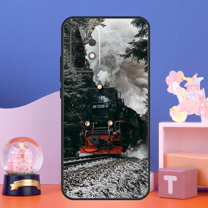 Train Steam Engine Case For Samsung Galaxy A54 A34 A14 A15 A35 A55 A16 A26 A36 A56 A52 A12 A32 A13 A33 A53 A17