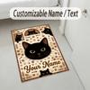 Cat Theme Crystal Velvet Rug Personalized Custom Name Text Soft Floor Mat Home Decor