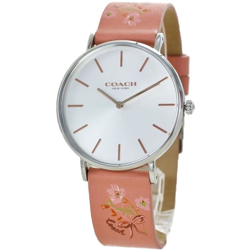 Coach Women's Perry Leather Watch with Salmon Pink Strap (14503295)