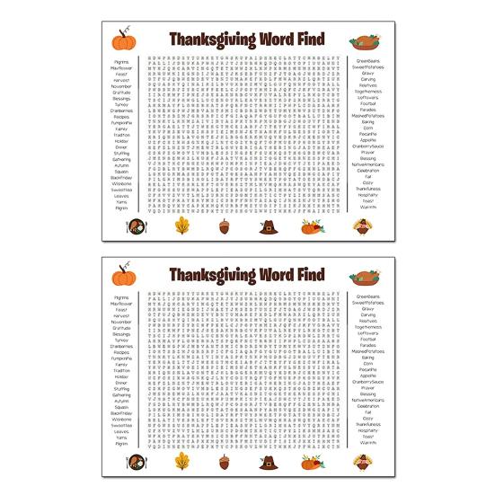 Giant Thanksgiving/Christmas Word Search Poster 36 x 22 Inch Word Search Puzzle Wall Game PVC Reusable Holiday Activity Poster for Family Fun