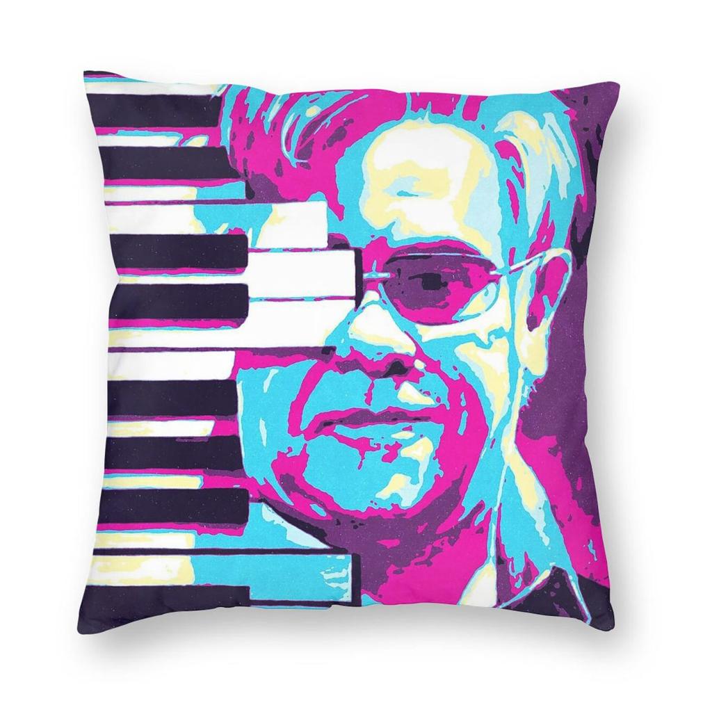 Federa Quadrata Retro Elton John Poliestere Lino Velluto Stampata con Cerniera Decorativa Federa per Cuscino da Lancio Copricuscino per la Casa