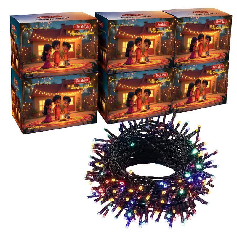 

12 Meter (39Ft) LED Rice String Lights – Multi Color Fancy Decorative Fairy Lights for Indoor Outdoor Use, , Wedding & Festival Ambience Pack of 6