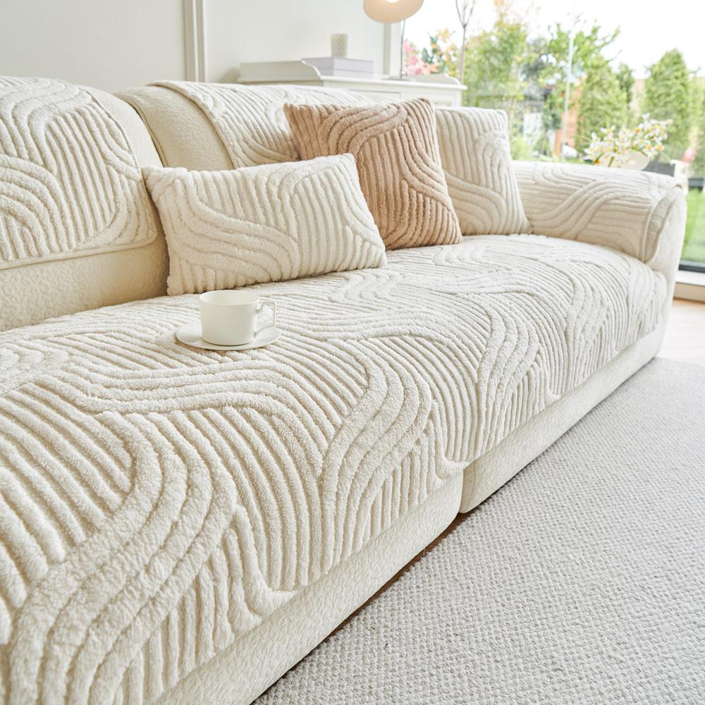 Thickened Plush Sofa Cushion Autumn And Winter New  Straight Row One Piece High-Grade Non-Slip Seat Cushion Sub-Cover Cloth Towel