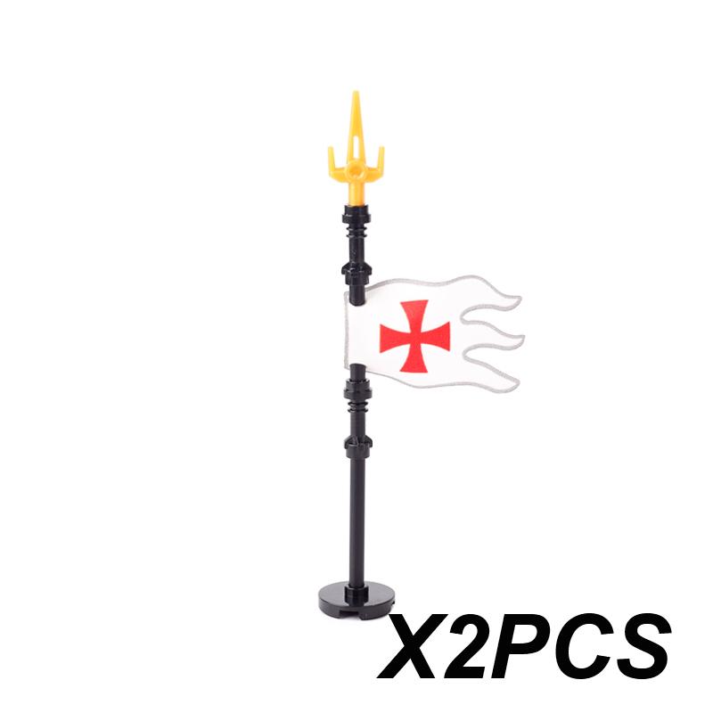 Middle Ages Empire Flag Pole Building Blocks Military Castle Lion Teutonic Knight Soldier Figures Roman Warrior Sheild Brick Toy
