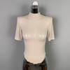 Korean Dongdaemun Sheer High Neck Slim Fit T-Shirt with Five-Point Sleeves