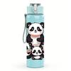 1 PZ Carina Grafica Famiglia Panda, Borraccia Sportiva in Plastica Colorata da 750ml, Tappo Ermetico con Cannuccia a Flip, Adatta per Sport, Ufficio, Uso Domestico