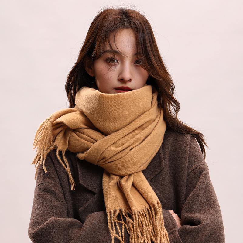 New solid color scarf women's winter versatile high-end shawl imitation cashmere fashion autumn and winter thickened scarf