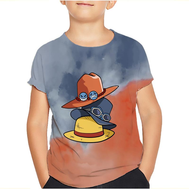 One Piece Luffy T Shirt Four Emperors Short Sleeve Zoro Sanji Chopper Ace Law Tee Children's Clothing Fashion Costumes for Kids Top