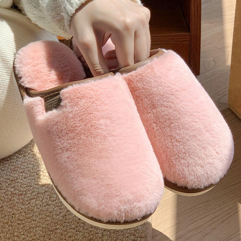 Fashion Crestar Women Warm Fuzzy Slippers Winter New Plush Indoor Flat Slides Comfy Soft Sole Fur Men Shoes Fluffy House Cotton Slippers