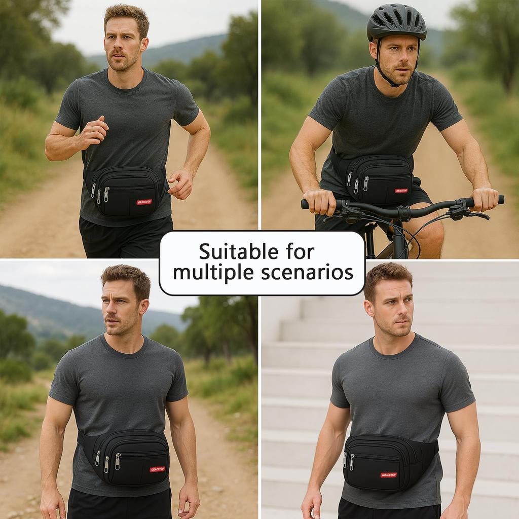 Gracetop Multifunctional Waist Fits Digital Water and Lightweight Hip Bag with 4 Ideal for Outdoor Suitable for Men and Women Bag, Smartphones,