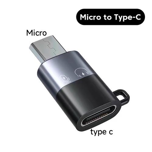 

PD18W з підтримкою мікрофона, навушника типу C, перехідник для мобільного телефону Female to Micro CellPhone для iPhone Lighting, адаптер заряджання Male to USB C micro usb male to type-c сірий