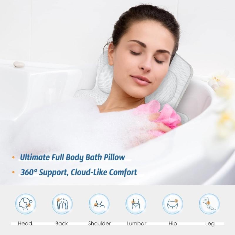 Nonslip Spa Mat Build in Lumbar Support for Back Comfort Easy Installation Fast Drainage Holes and Wide Compatibility