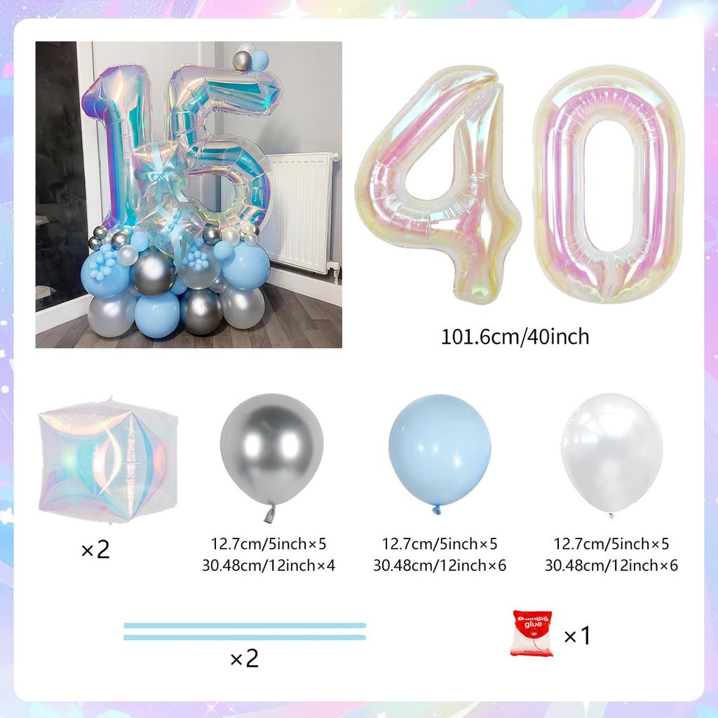 Colorful Rainbow Balloon Set Digital Transparent Colorful Aluminum Film Balloon Commemorative Day Birthday Party Decoration