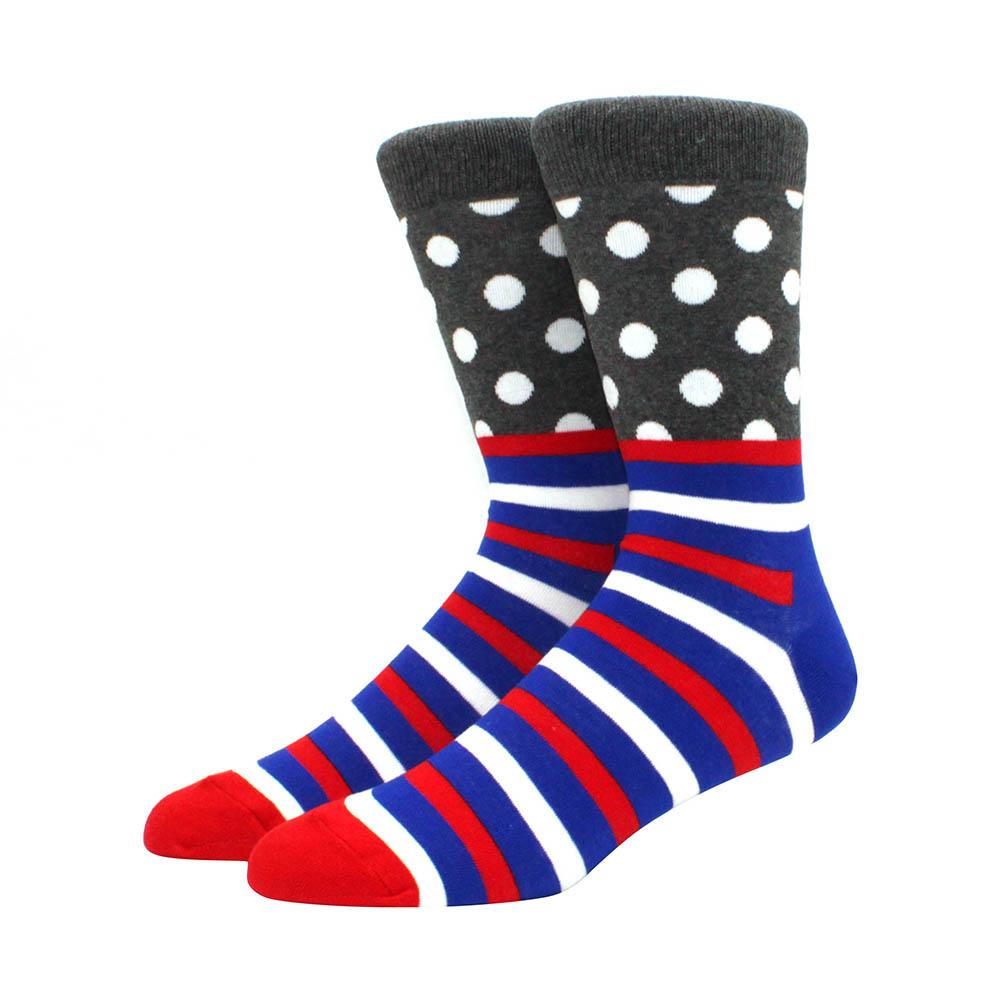High quality geometric pattern men's socks irregular polka dot casual calf socks