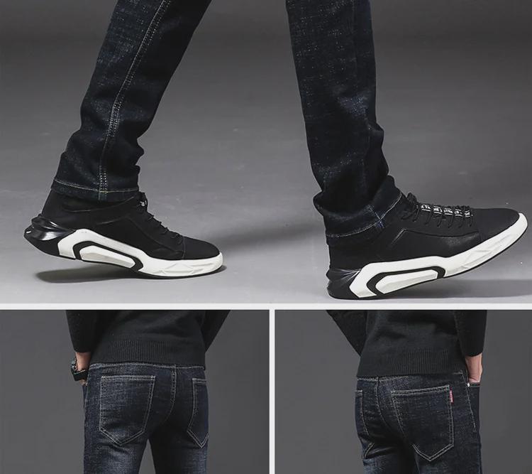 Men's Slim Fit Mid-Waist Elastic Jeans - Casual Trendy Straight Pants for Spring