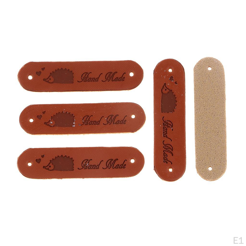 20pcs Handmade Labels PU Leather Label for Clothes Jeans Bag Sewing 45x11mm -