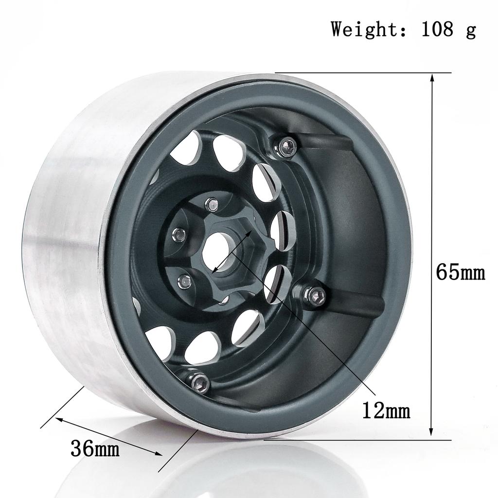 Aluminiumlegering Hjul Fälg Beadlock Röd Hjul Fälgar Nav 4st 2.2tum 65*36mm Ersättning för Trax4 Trax6 Axial Scx10 Rr10 Fjärrkontrollbil