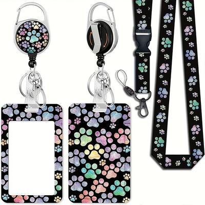 1 Set Retractable Badge Reel Lanyard Kit for Nurse Teacher, with Card Holder & Motivational Tag, Office ID Holder Set