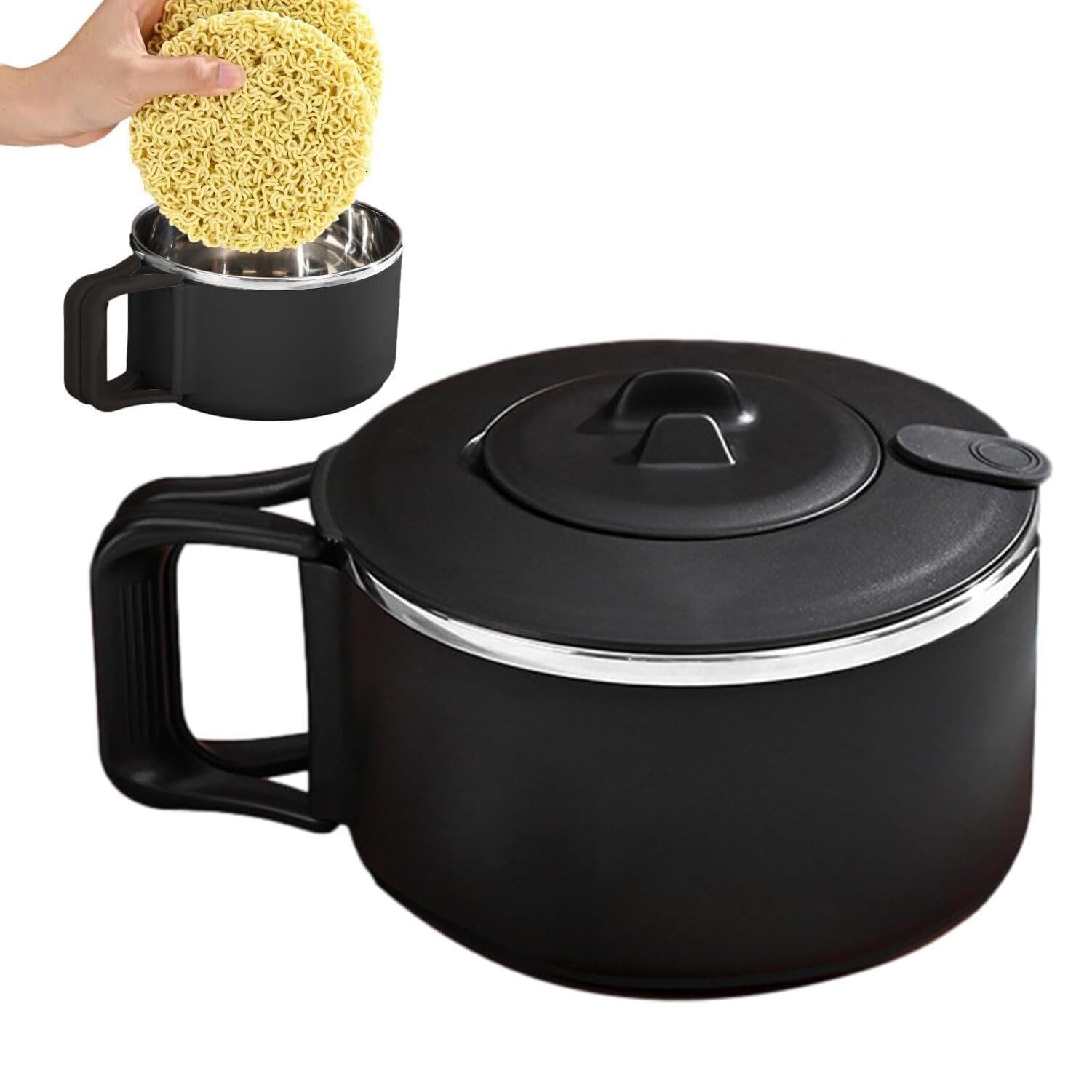 Ramen Bowl with Ramen Large Capacity Ramen Portable Lunch Instant Ramen Ramen Makes Instant Noodles by Simply Adding Hot Large Capacity Noodle Lunch чёрный