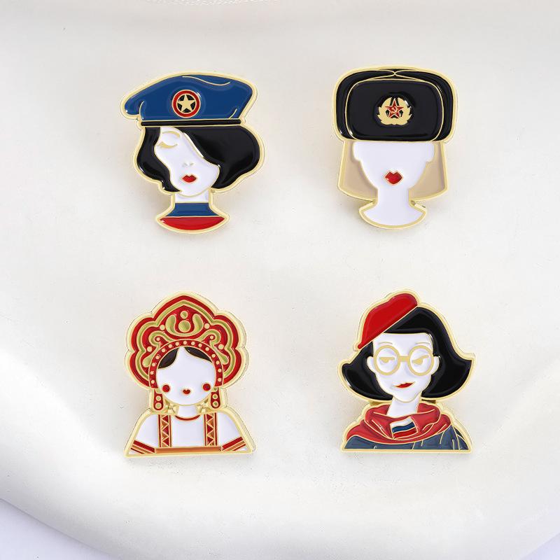 3/4Pcs Personalized  Nesting Doll Shaped Brooch Clip Creative Cartoon Commemorative Metal Jewelry Accessory Badge