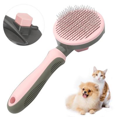 Pet Hair Brush, Cat Brush Self Cleaning Slicker Brush, Dog Brush for Shedding and Grooming, Pet Brush for Short and Long Haired Dogs Cats Rabbits