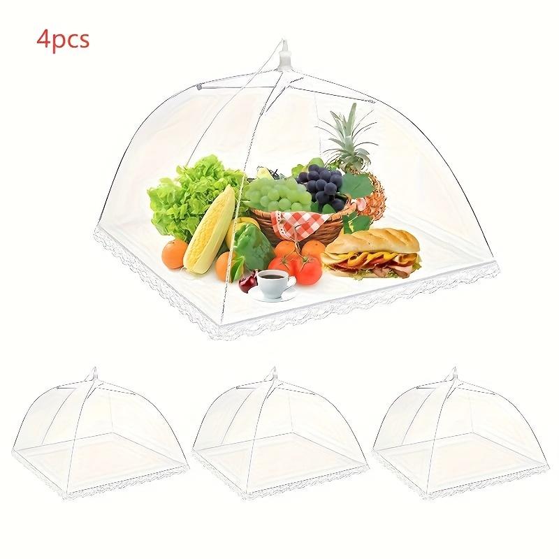 

4pcs Foldable Pop-Up Food Covers. Reusable, washable mesh dome tents, dustproof for picnics, BBQs and parties. 4pcs