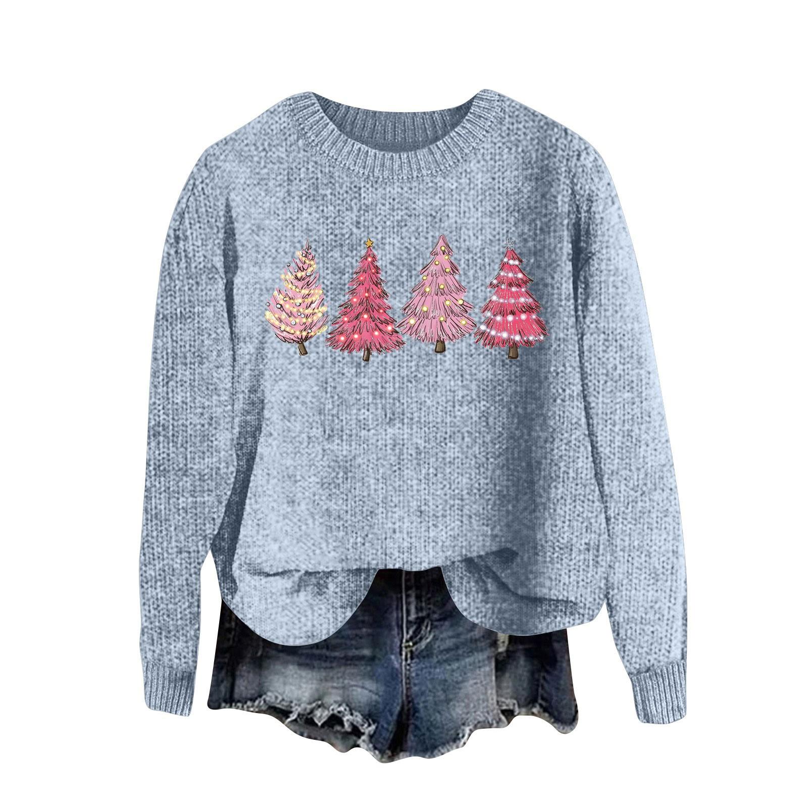 

Женский модный повседневный шерстяной трикотажный пуловер с длинным рукавом и рождественским принтом L