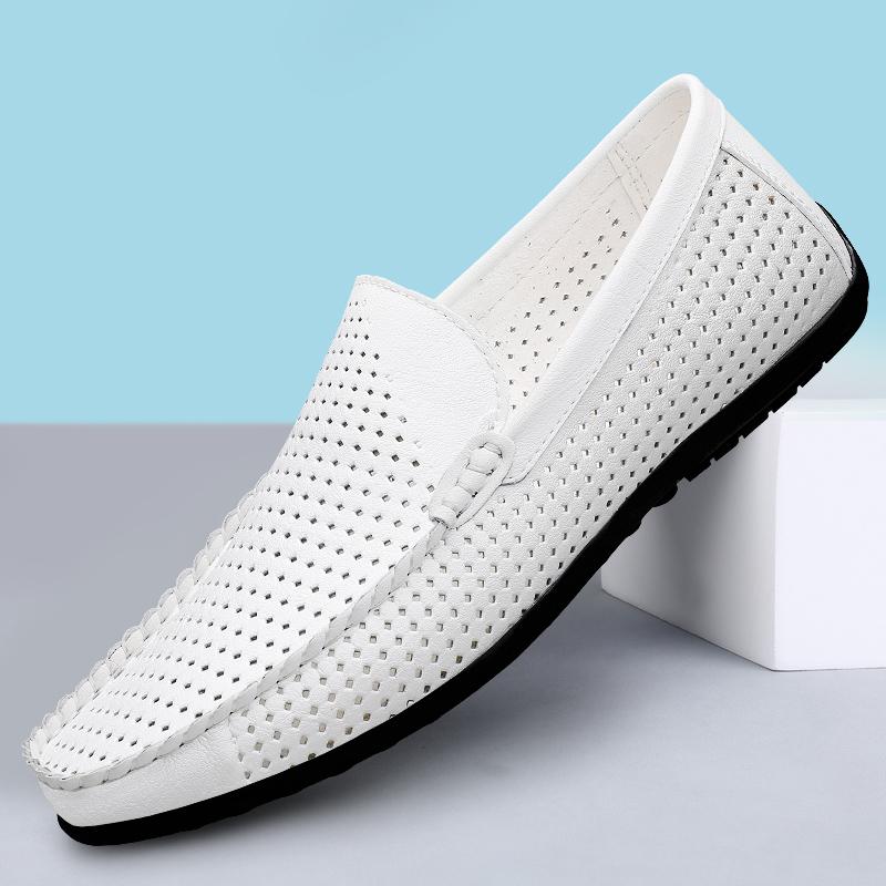 Mocassini e Slip-on da Uomo in Pelle Traforata Scarpe Casual Eleganti Mocassini da Uomo Slip-on Estivi Scarpe da Ginnastica Scarpe da Guida da Uomo